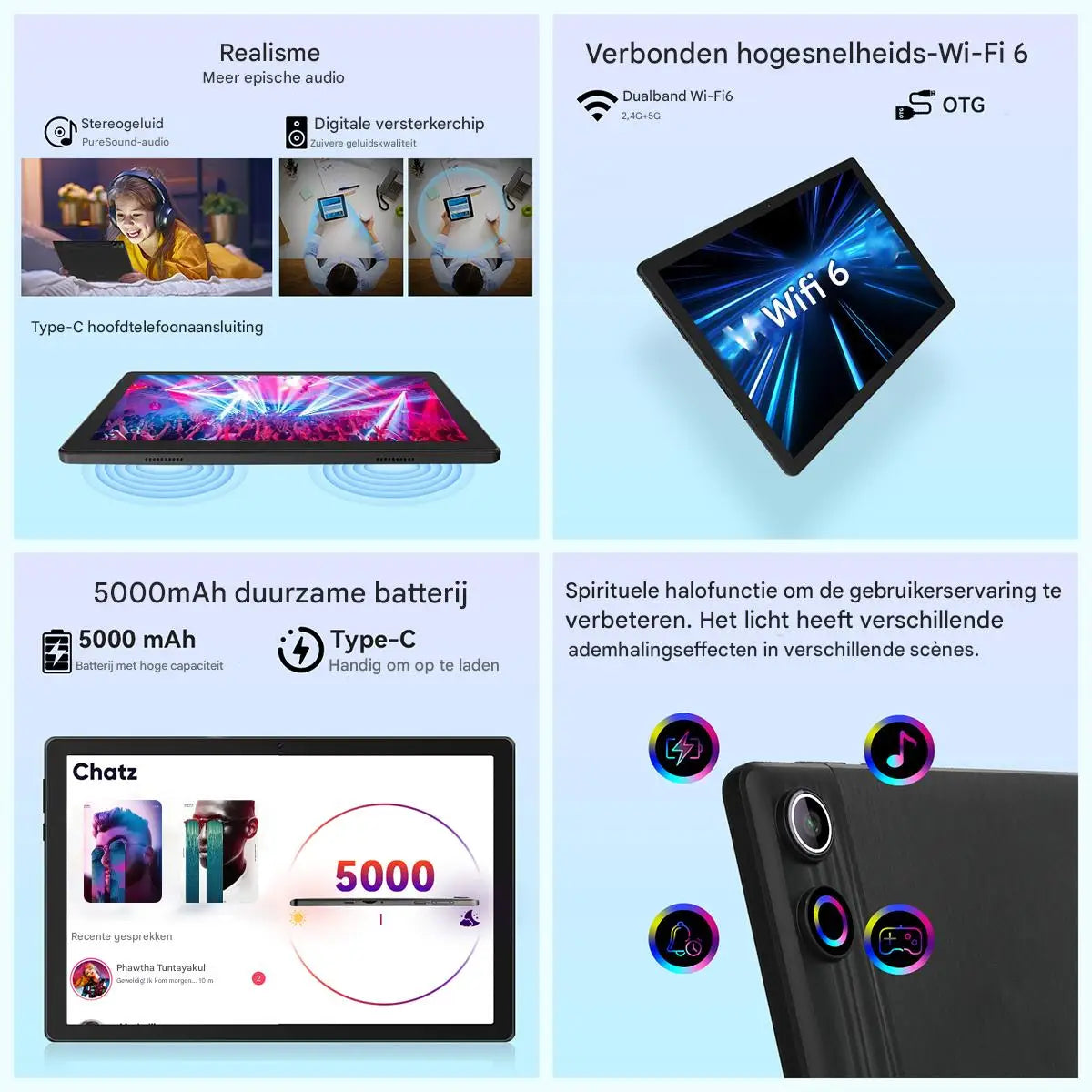 10.1 Inch Android 15 Tablet 8 Core Tablets 20GB+64GB 1TB Expansion WiFi 6 5MP+8MP Stylus Keyboard Mouse Headphone PC PAD Set