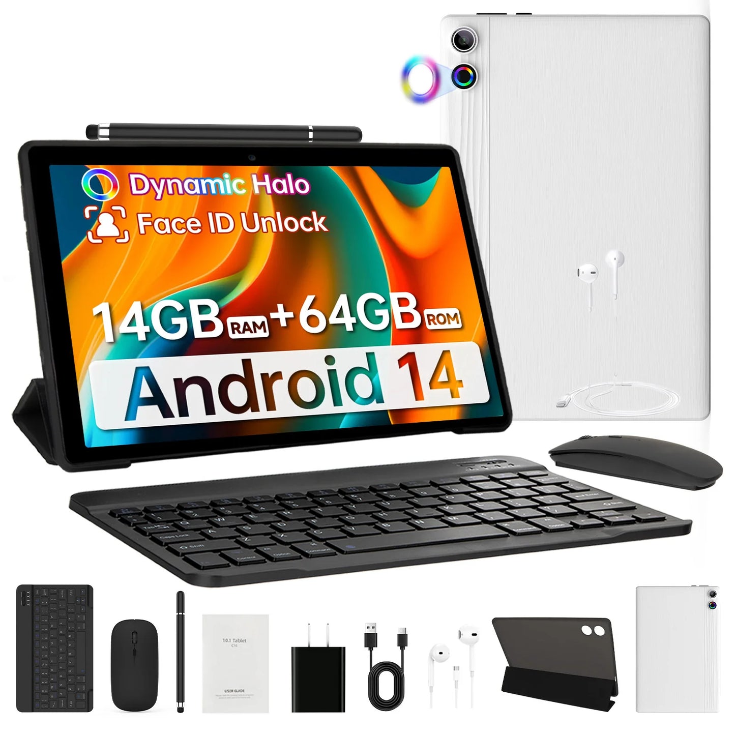 11 Inch 14GB RAM+64GB ROM (TF 1TB) Android 14 Octa-Core 6800mAh With Stylus Keyboard Mouse for Online Learning and Office Work