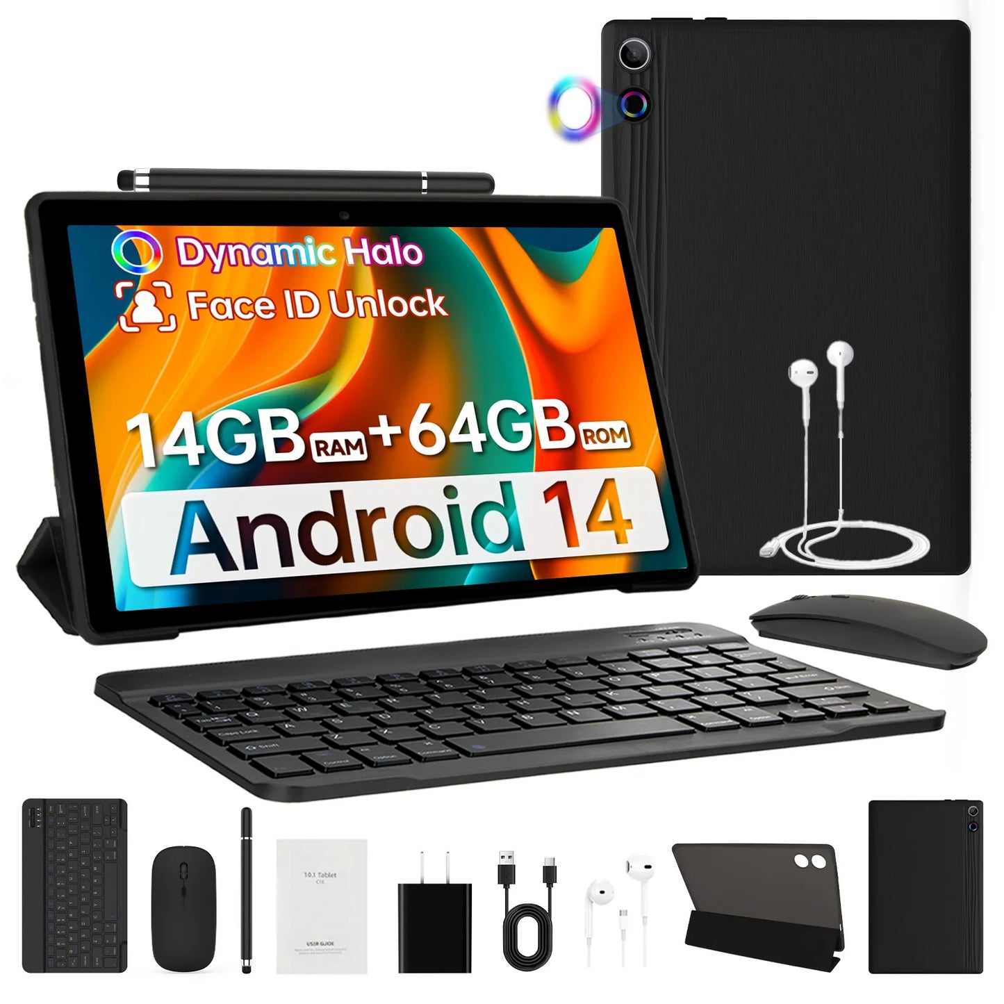 11 Inch 14GB RAM+64GB ROM (TF 1TB) Android 14 Octa-Core 6800mAh With Stylus Keyboard Mouse for Online Learning and Office Work