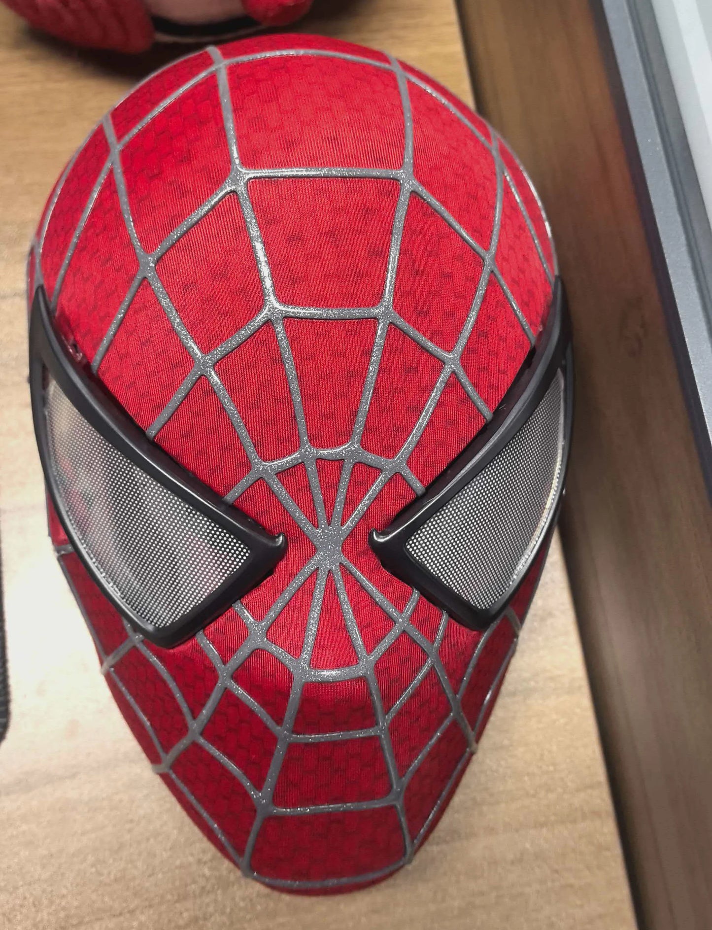 Marvel Toby Maguire Spiderman Mask With Hard Face Shell & Magnetic Eyes Super Hero Venom Screen Printed Fabric 3d Webs Cos Gift