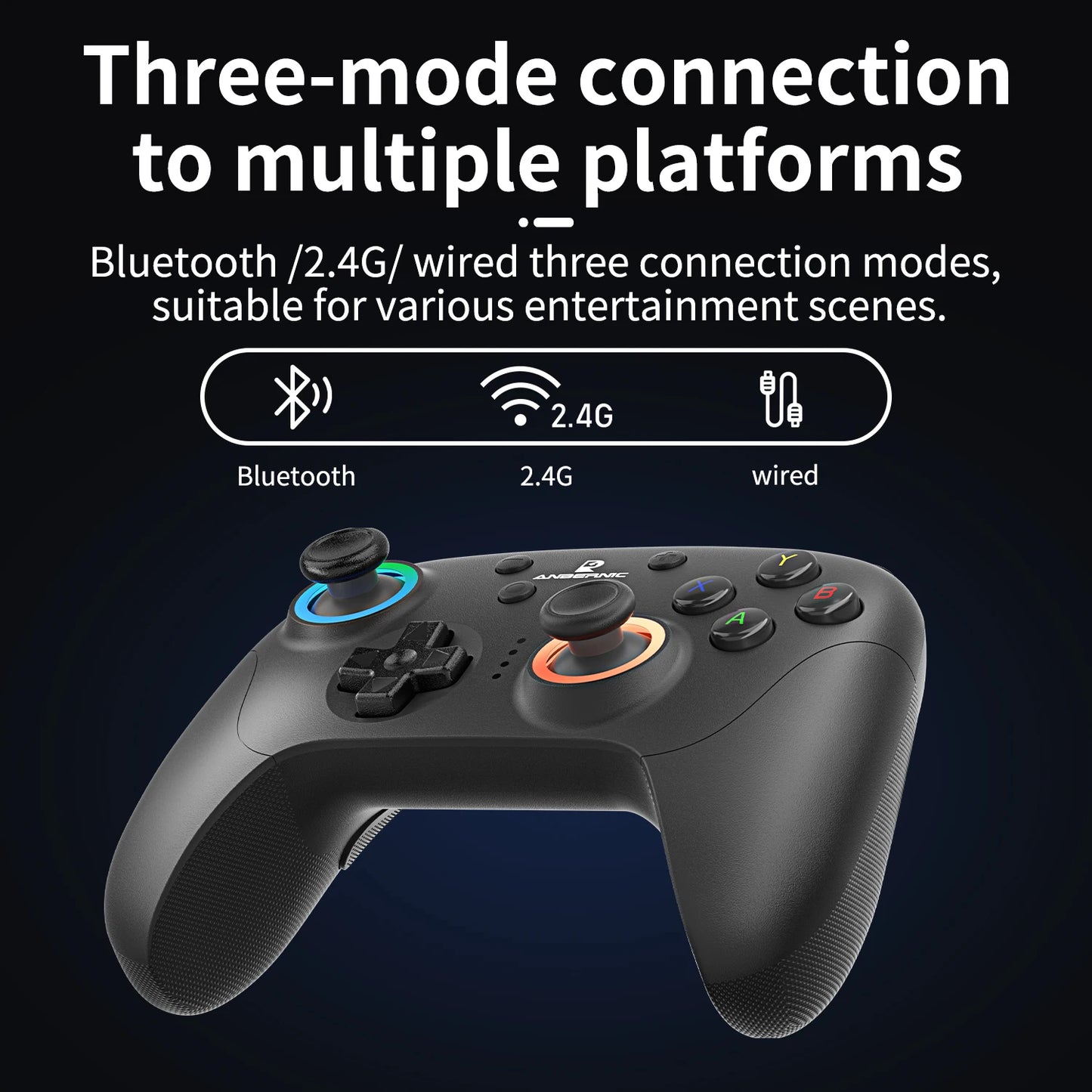 ANBERNIC RG P01 Retro Games Controller Wired/Wireless Bluetooth RGB Hall Effect Joystick XBOX Gamepad for PC Android IOS Steam
