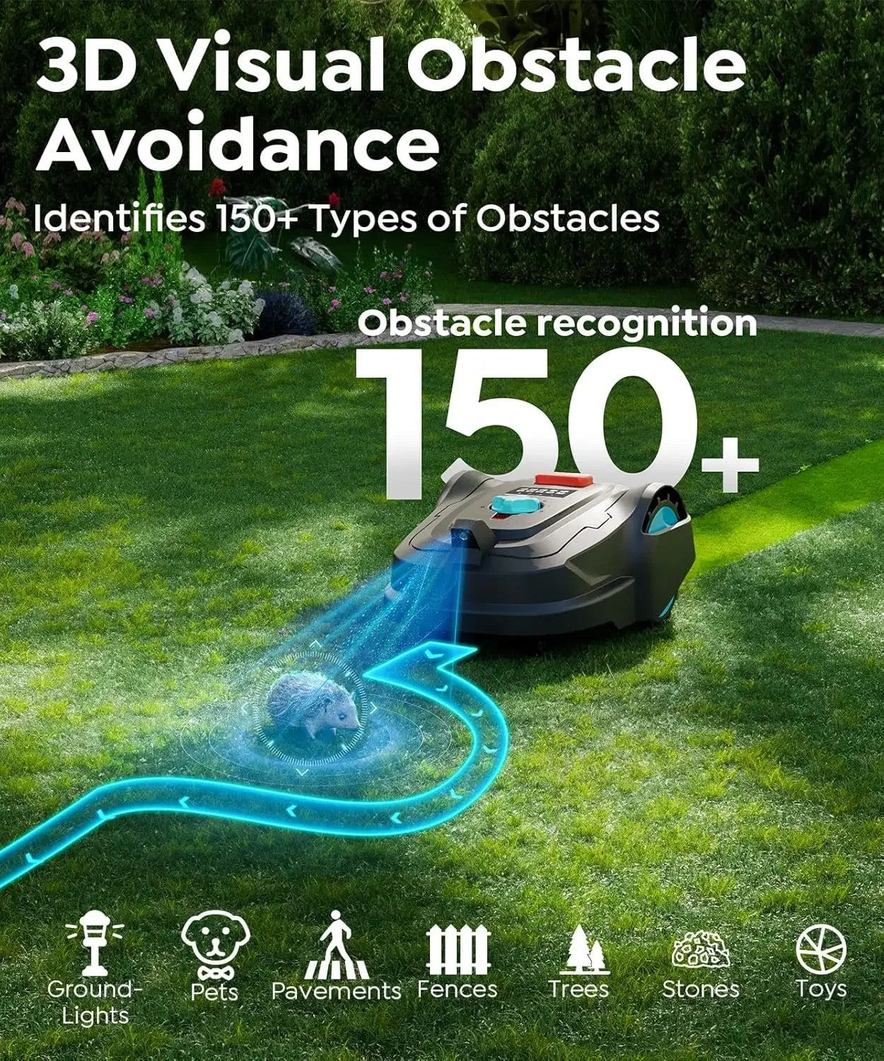 Customizable Cordless Robot Lawn Mower With GPS + 3D Visual Navigation, Bow-Shaped Path Mowing, APP Control