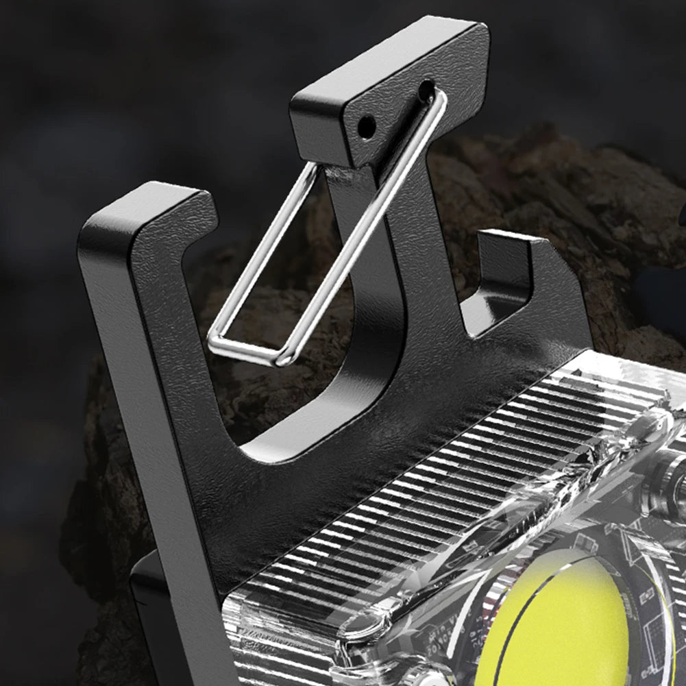 Solar Type-C USB Rechargeable LED COB Mini Pocket Flashlight 500LM 500mAh IPX4 Waterproof Bottle Opener Camping Hiking Lighting