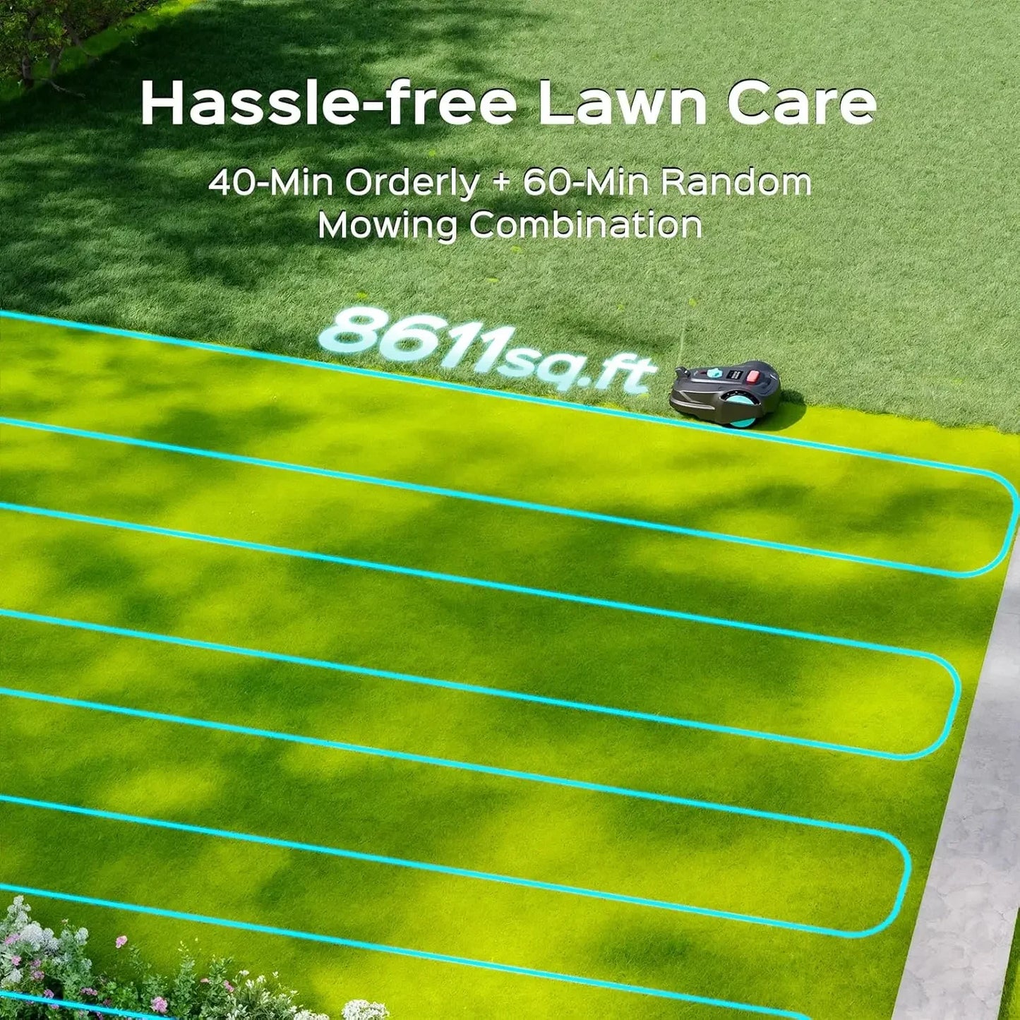 Customizable Cordless Robot Lawn Mower With GPS + 3D Visual Navigation, Bow-Shaped Path Mowing, APP Control