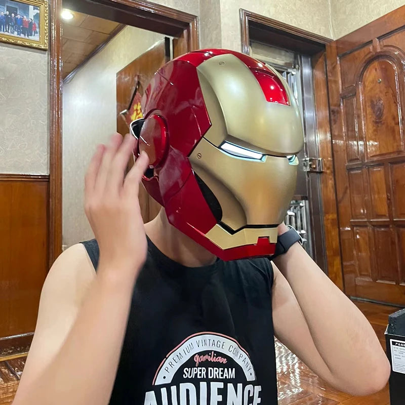 New 1:1 Marvel Iron Man Electric Helmet Multi Piece Manual Opening Helmet Model Luminous Adult And Children's Toy Gift