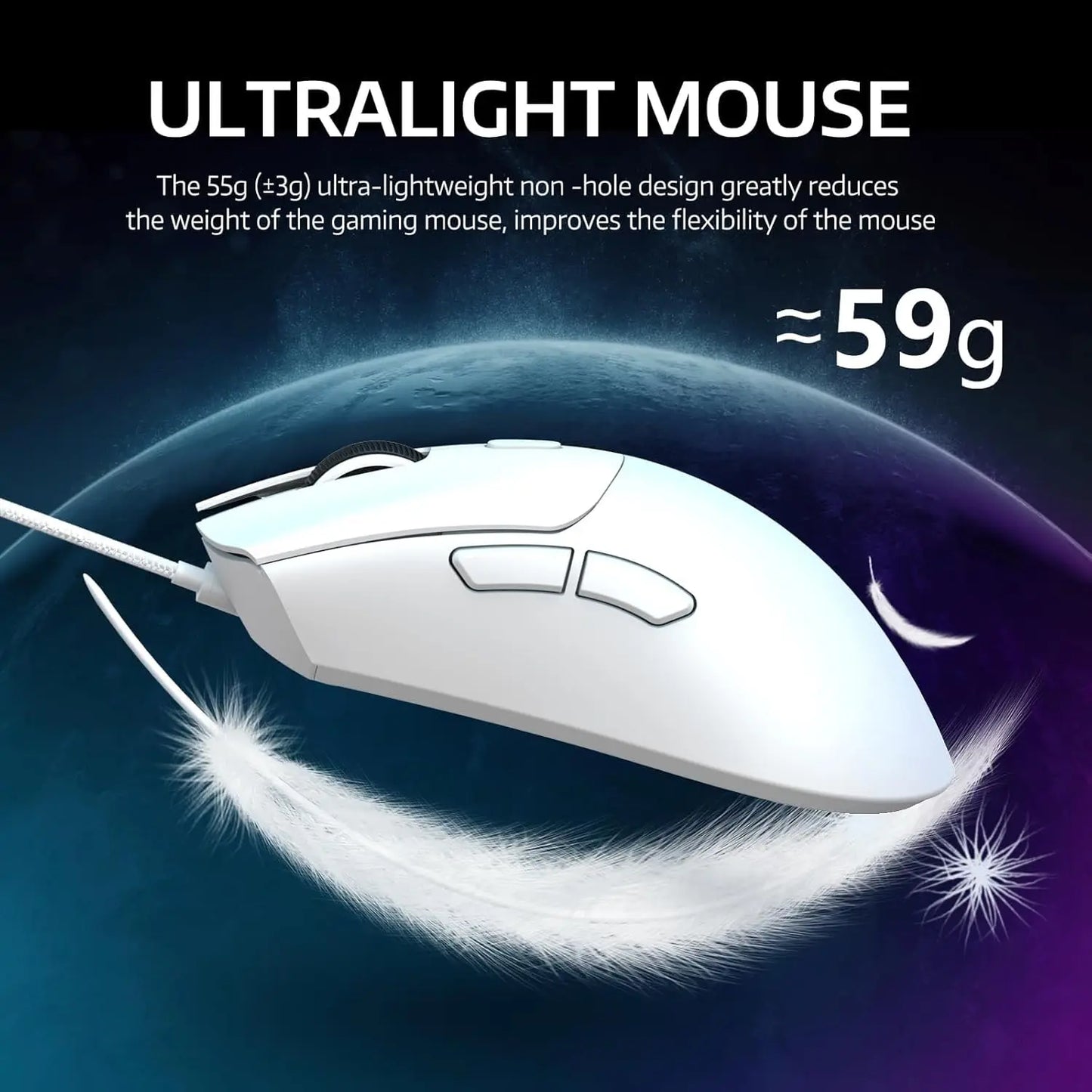R1 Wireless Gaming Mouse,Tri-Mode Connection (2.4G/Wired/BT5.2),55g Lightweight Design,18K DPI Optical Sensor,HUYU 20 Million Ke