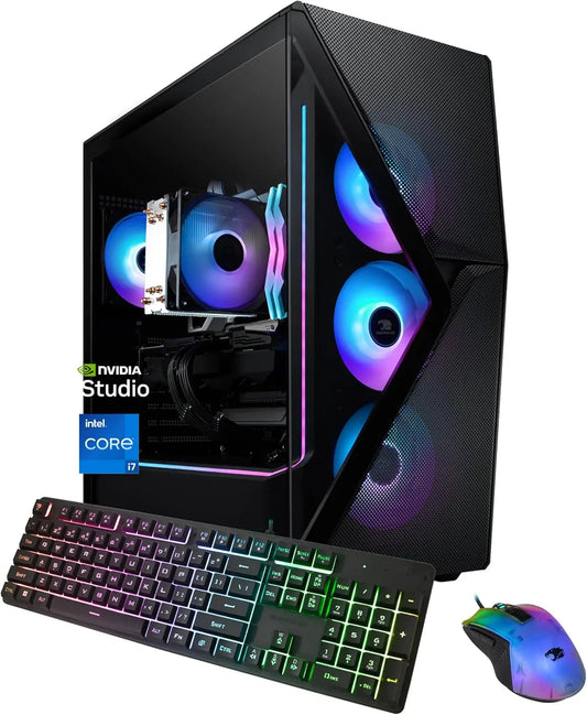 iBUYPOWER Slate MESH Gaming PC Intel Core i7 14700F RTX 5070 12GB GPU 32GB DDR5 RGB 1TB NVMe SSD Win11 Home Keyboard Mouse