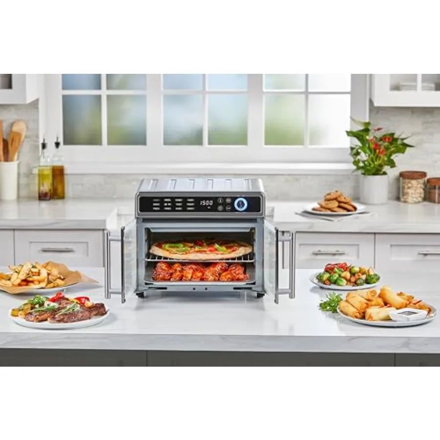 Crisp 'N Bake Air Fryer Toaster Oven Combo 12 in 1 Countertop Convection Oven Cooks Food Fast Fits a Whole Pizza or 6 Toast Sli