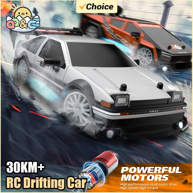 RC Drifting Car 1:24 4WD 30km/H High Speed LED Lights Gyro 2.4Ghz Remote Control with PVC Shell Electric Toys for Boys Kids Gift