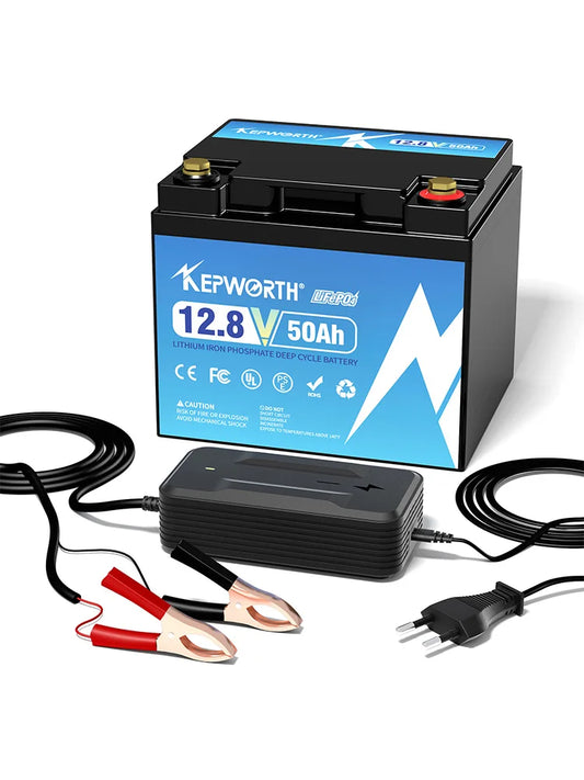 New 12.8V 50Ah Lithium Iron Phosphate Battery Deep Cycle LiFePO4 Built-in BMS For Motors, Scooters, Campers Golf Cart Off-Road