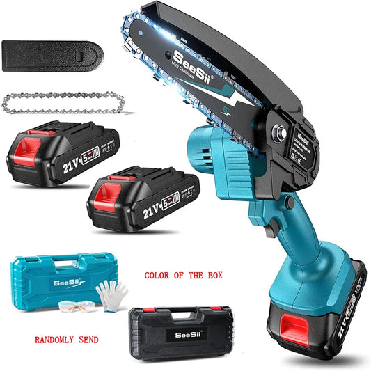 Seesii 6-inch Cordless Mini Chainsaw Electric Power Chain Saw Tree Trimming Wood Cutting for Makita 18V Battery pin