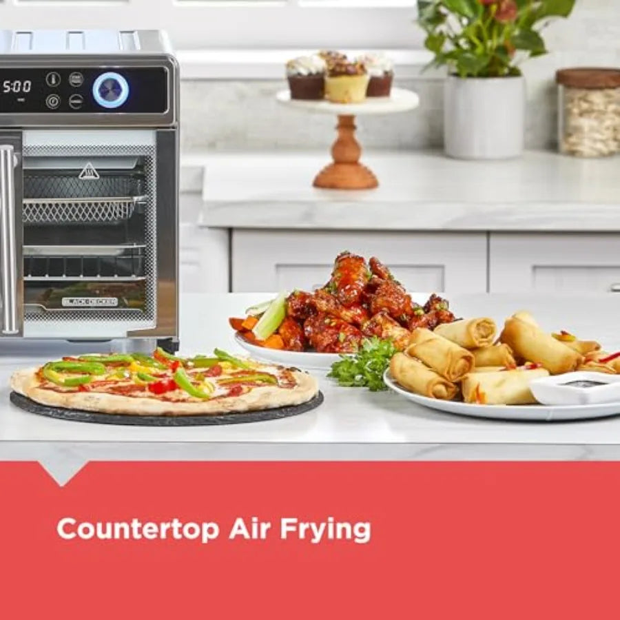 Crisp 'N Bake Air Fryer Toaster Oven Combo 12 in 1 Countertop Convection Oven Cooks Food Fast Fits a Whole Pizza or 6 Toast Sli