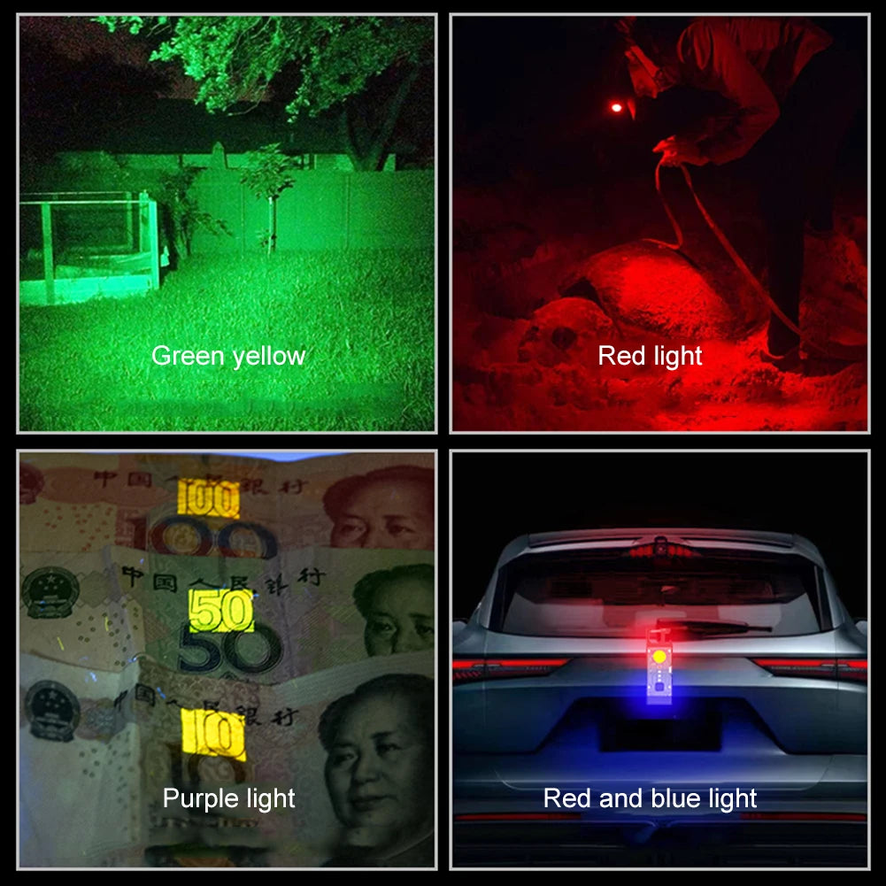 Solar Type-C USB Rechargeable LED COB Mini Pocket Flashlight 500LM 500mAh IPX4 Waterproof Bottle Opener Camping Hiking Lighting